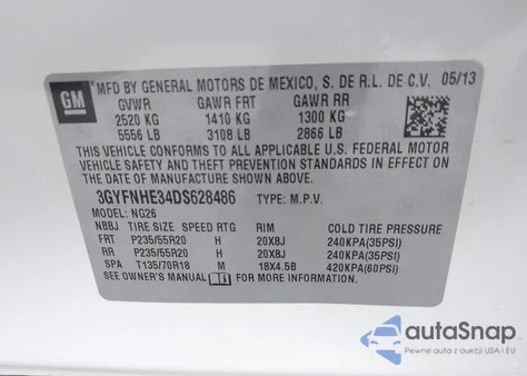 2013 Cadillac Srx Performance Collection from USA, damaged, VIN 3GYFNHE34DS628486